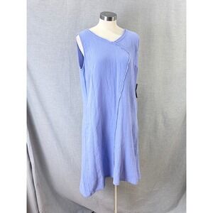NWT Habitat Clothes to Live In Periwinkle Crinkle Cotton Shift Dress V-Neck S